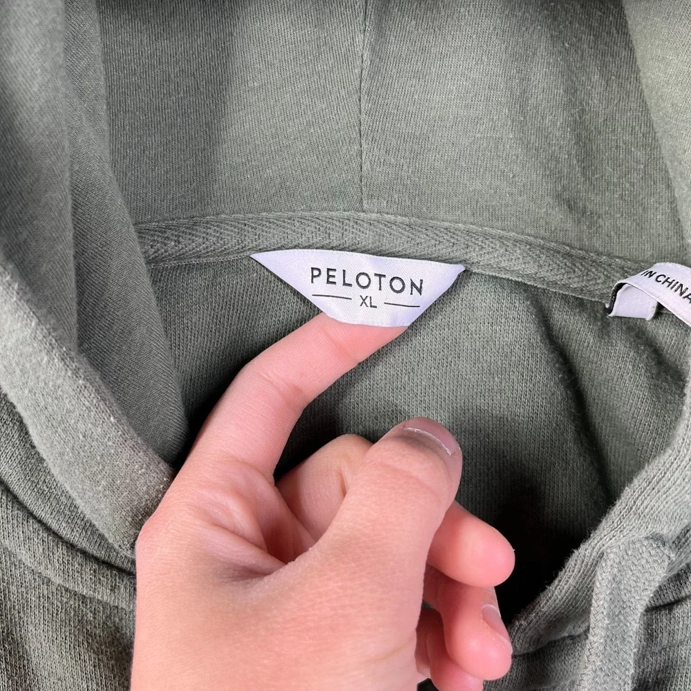 Peloton Full Zip Hoodie Women's Green Ribbed Side Panel Logo Sports Y2K‎ - XL
